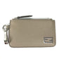 FENDI 7M0343 Two-Tone Logo Card Case/Coin Purse/Wallet/Fragment Case/Coin Case Leather Women's Beige