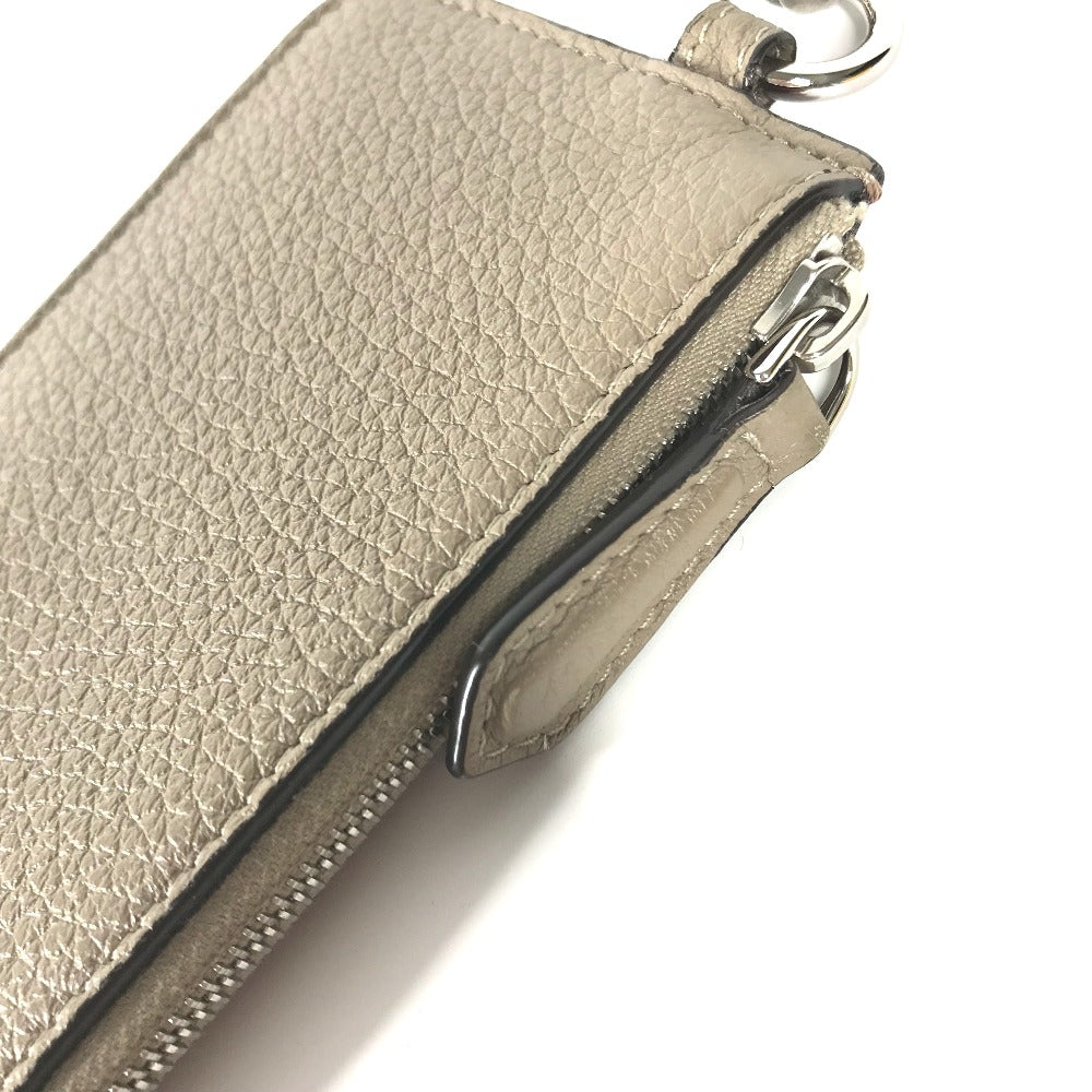 FENDI 7M0343 Two-Tone Logo Card Case/Coin Purse/Wallet/Fragment Case/Coin Case Leather Women's Beige