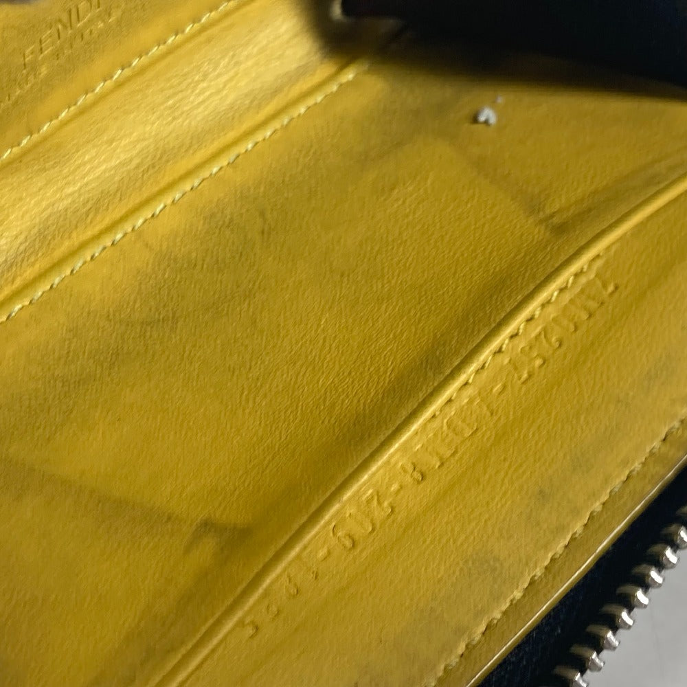FENDI 7M0257 ロゴ ラウンドファスナー 財布 小銭入れ バイカラー コインケース レザー メンズ ブラック - brandshop-reference