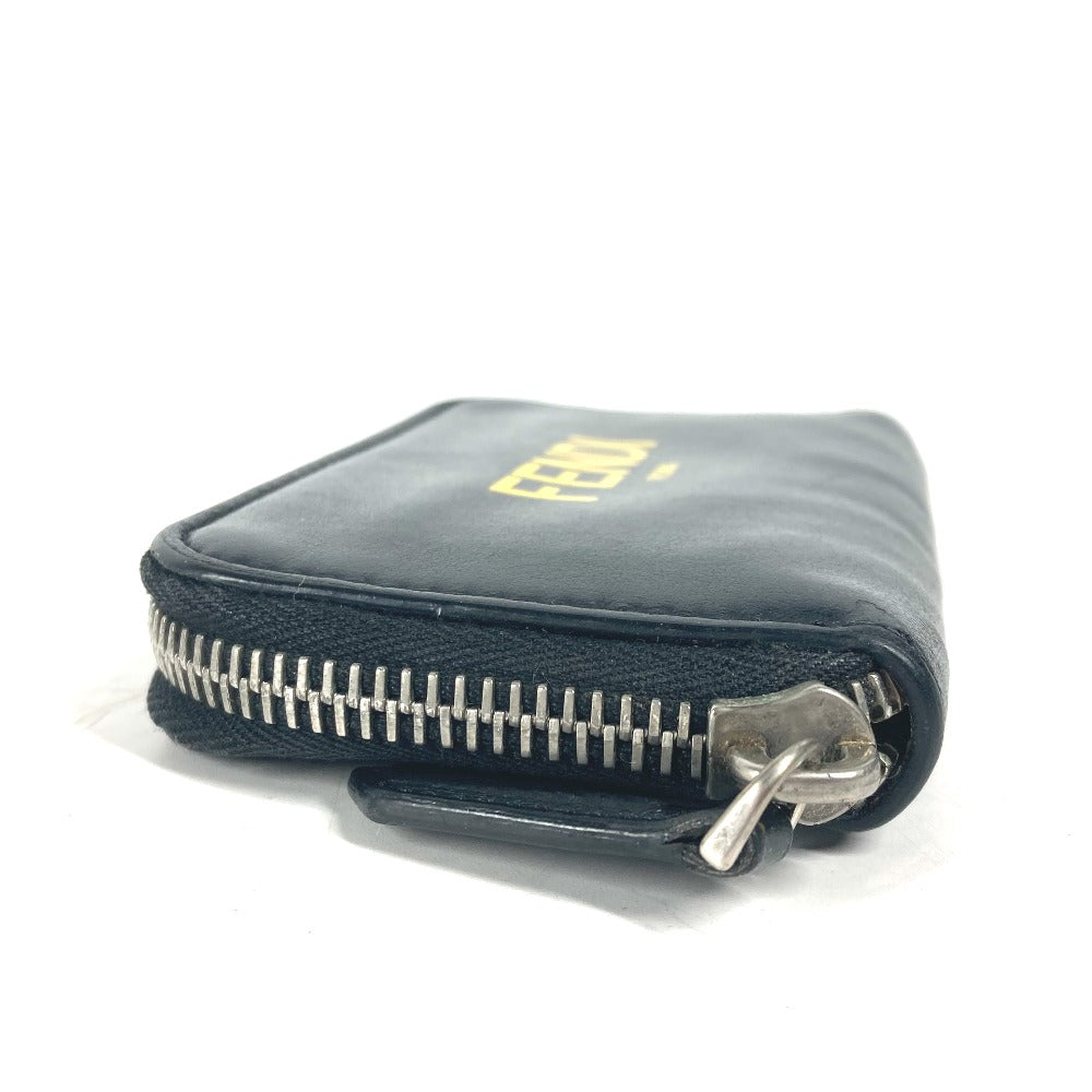 FENDI 7M0257 ロゴ ラウンドファスナー 財布 小銭入れ バイカラー コインケース レザー メンズ ブラック - brandshop-reference