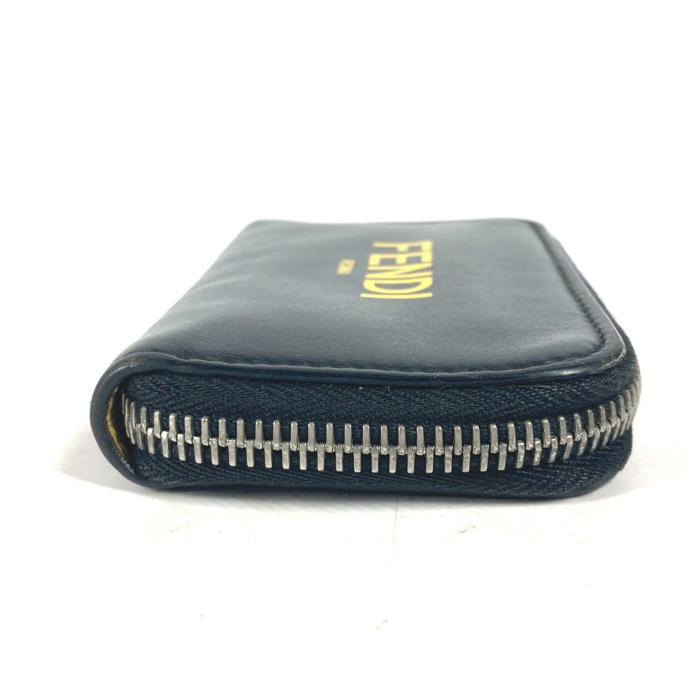 FENDI 7M0257 ロゴ ラウンドファスナー 財布 小銭入れ バイカラー コインケース レザー メンズ ブラック - brandshop-reference