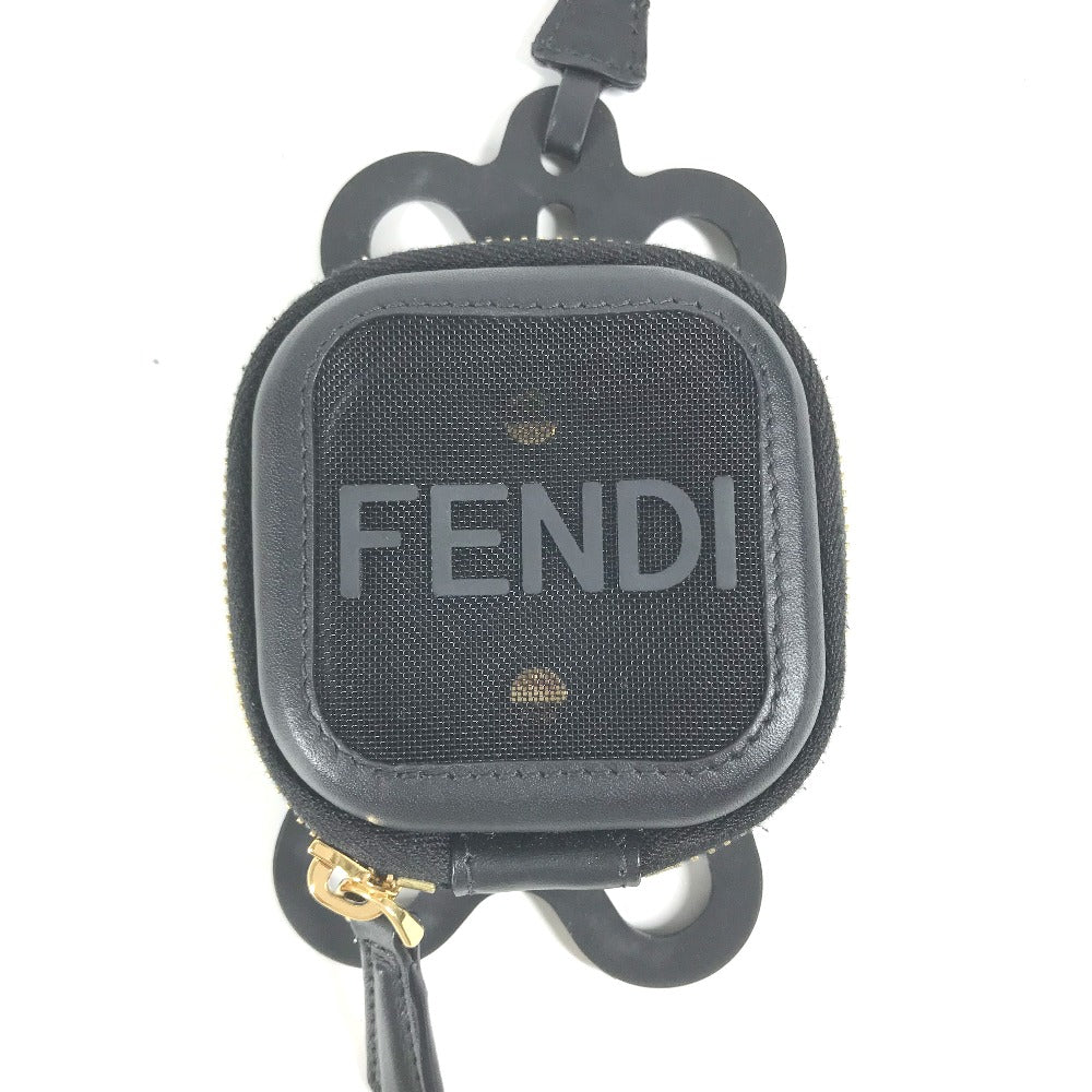 FENDI メッシュ ストラップ付 ロゴ スマホポーチ ケース iphone アイフォン スマホケース スマートフォンケース ラバー メンズ ブラック