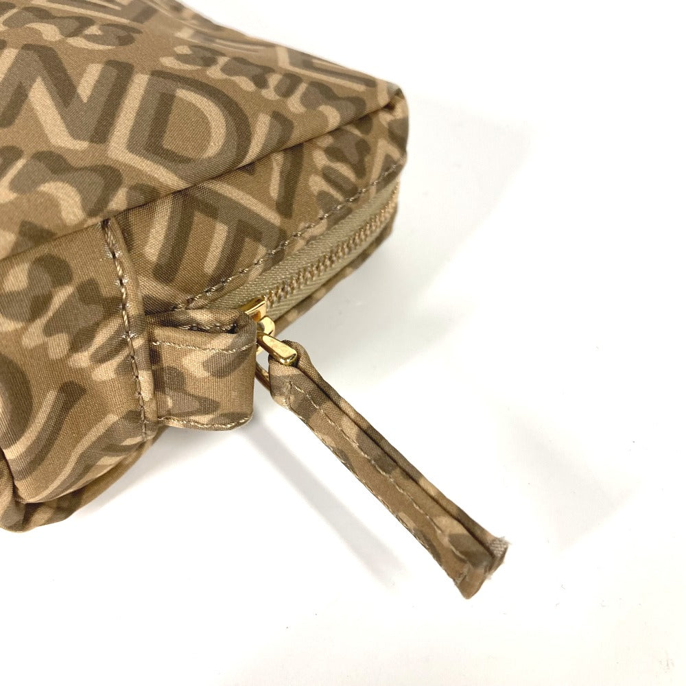 FENDI 8N0179 SKIMS スキムス コラボ ロゴ メイクポーチ 化粧ポーチ ポーチ ナイロン レディース ベージュ