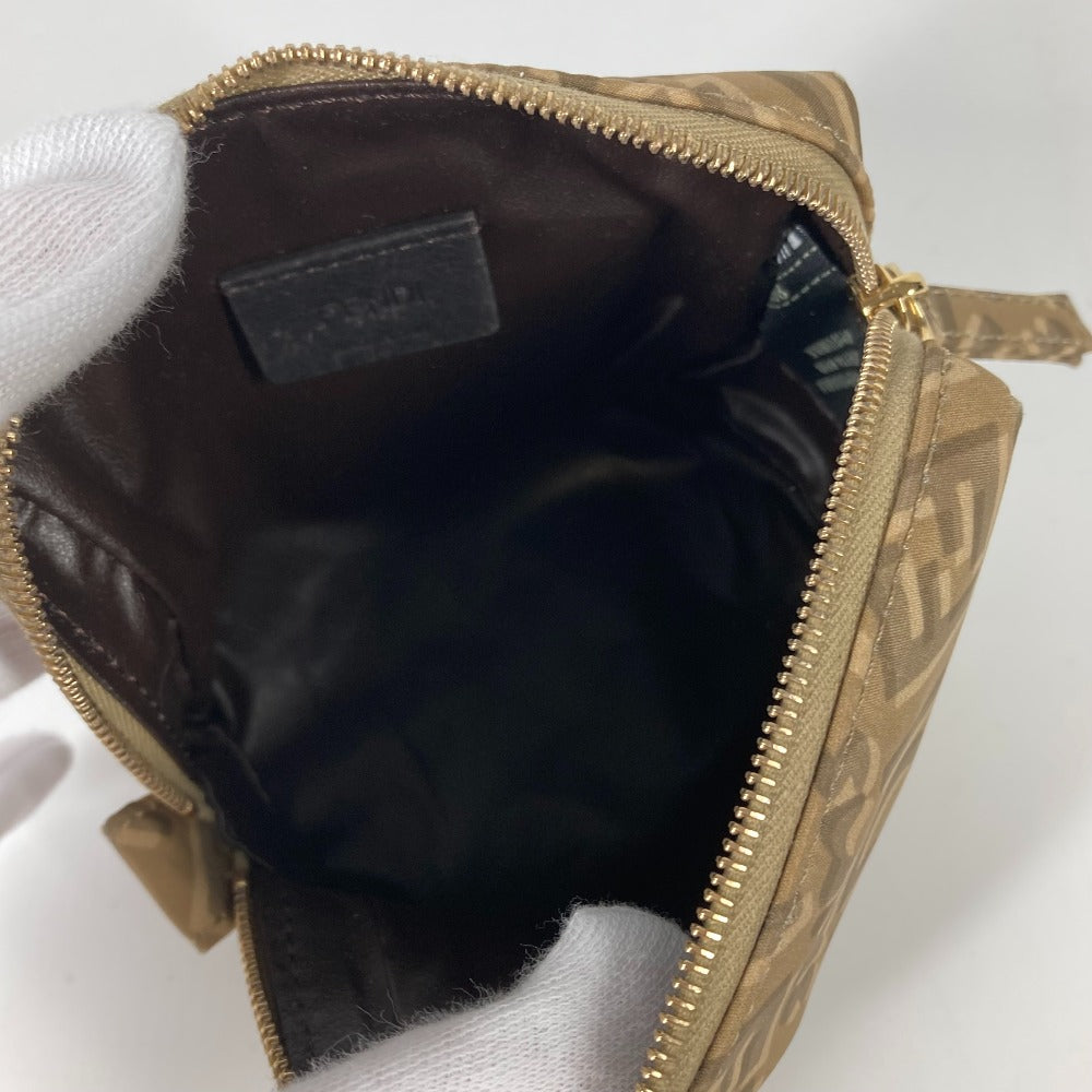 FENDI 8N0179 SKIMS スキムス コラボ ロゴ メイクポーチ 化粧ポーチ ポーチ ナイロン レディース ベージュ