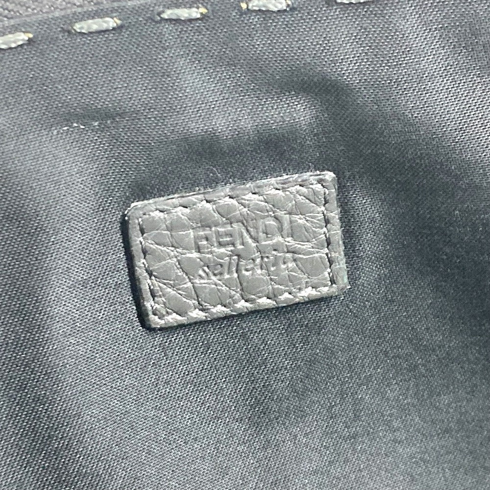 FENDI Selleria Logo Pouch/Clutch Bag in Black Leather for Men