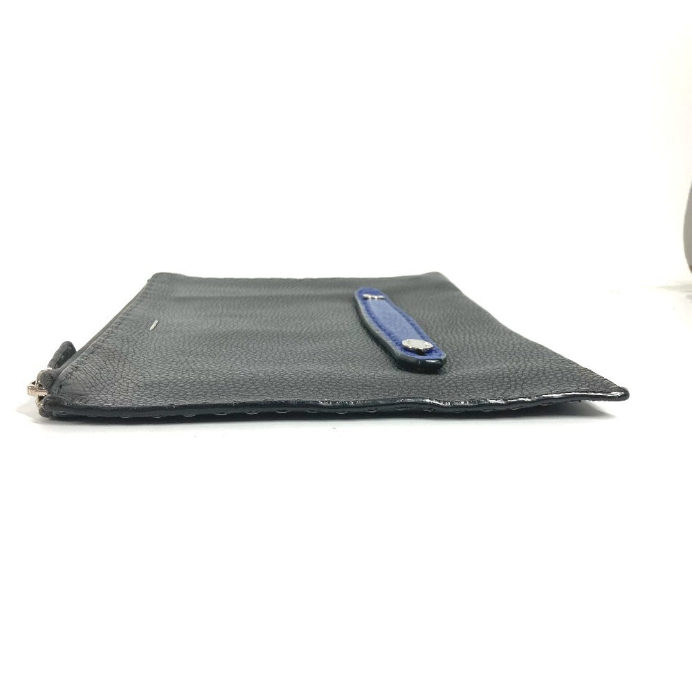 FENDI Selleria Logo Pouch/Clutch Bag in Black Leather for Men