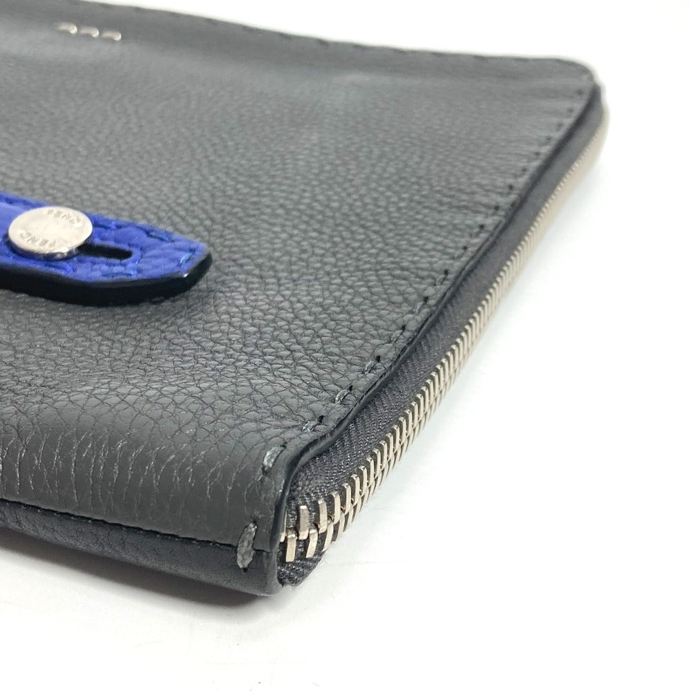 FENDI Selleria Logo Pouch/Clutch Bag in Black Leather for Men