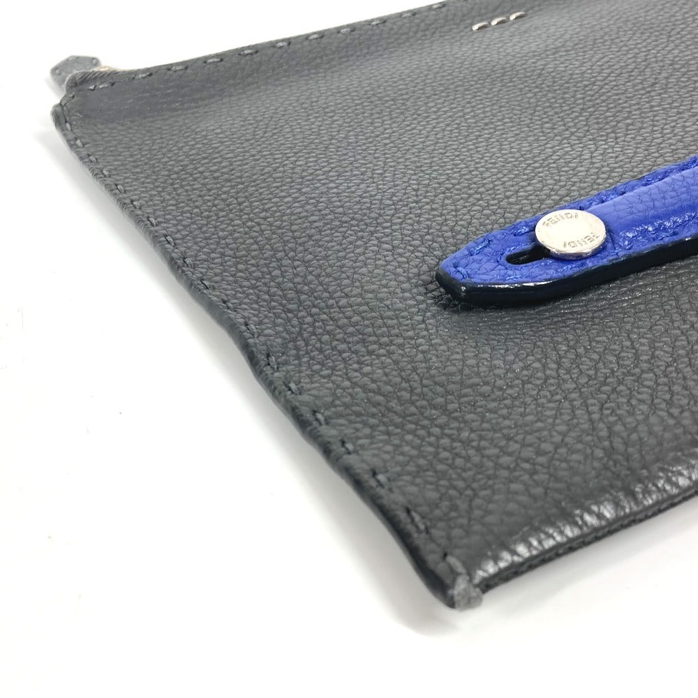 FENDI Selleria Logo Pouch/Clutch Bag in Black Leather for Men