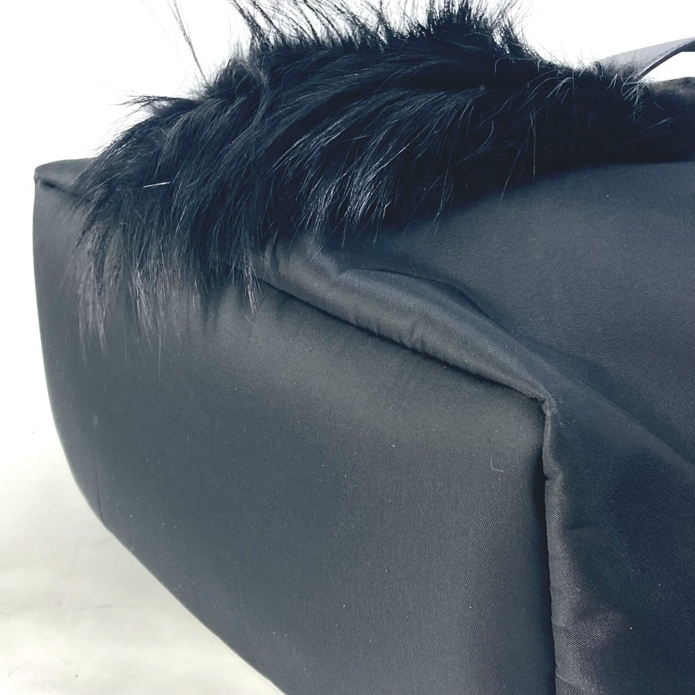 FENDI 7VZ016 Backpack, Karl Lagerfeld, Fur Studs, Nylon, Women's, Black