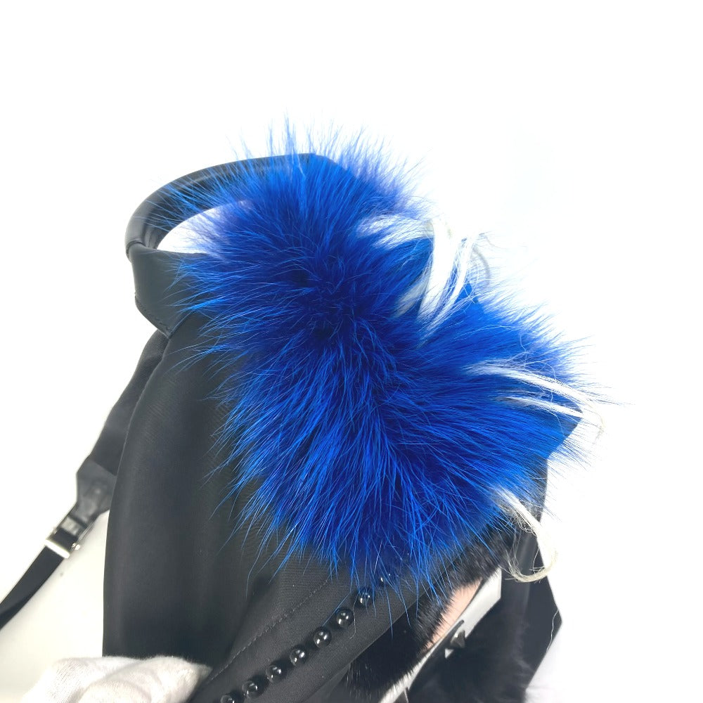 FENDI 7VZ016 Backpack, Karl Lagerfeld, Fur Studs, Nylon, Women's, Black