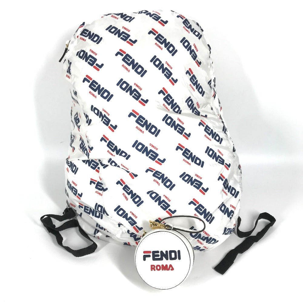 FENDI バックパック カバン フィラ FILA コラボ ポーチ付き リュックサック ナイロン レディース ホワイト