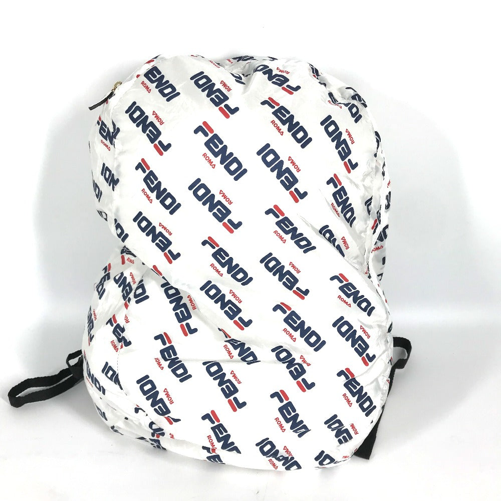 FENDI バックパック カバン フィラ FILA コラボ ポーチ付き リュックサック ナイロン レディース ホワイト