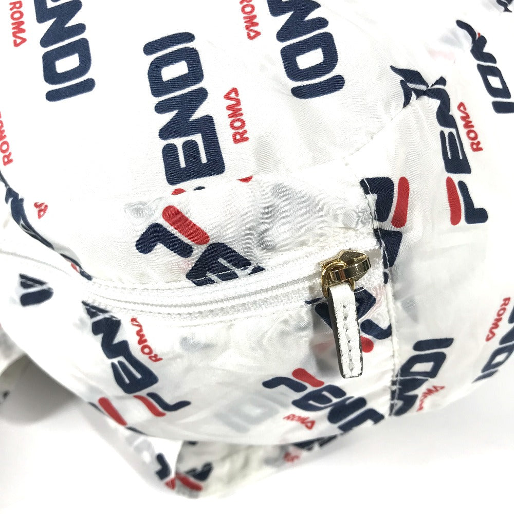FENDI バックパック カバン フィラ FILA コラボ ポーチ付き リュックサック ナイロン レディース ホワイト