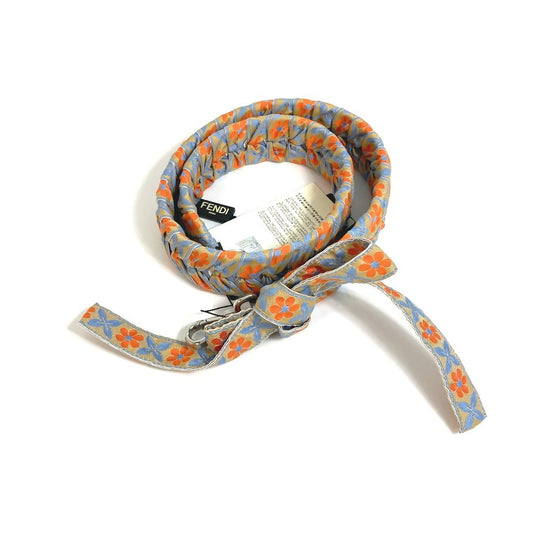 FENDI 8AV077 フラワー リボン 花柄 フラワー ストラップユー ショルダーストラップ レザー レディース ブルー×オレンジ