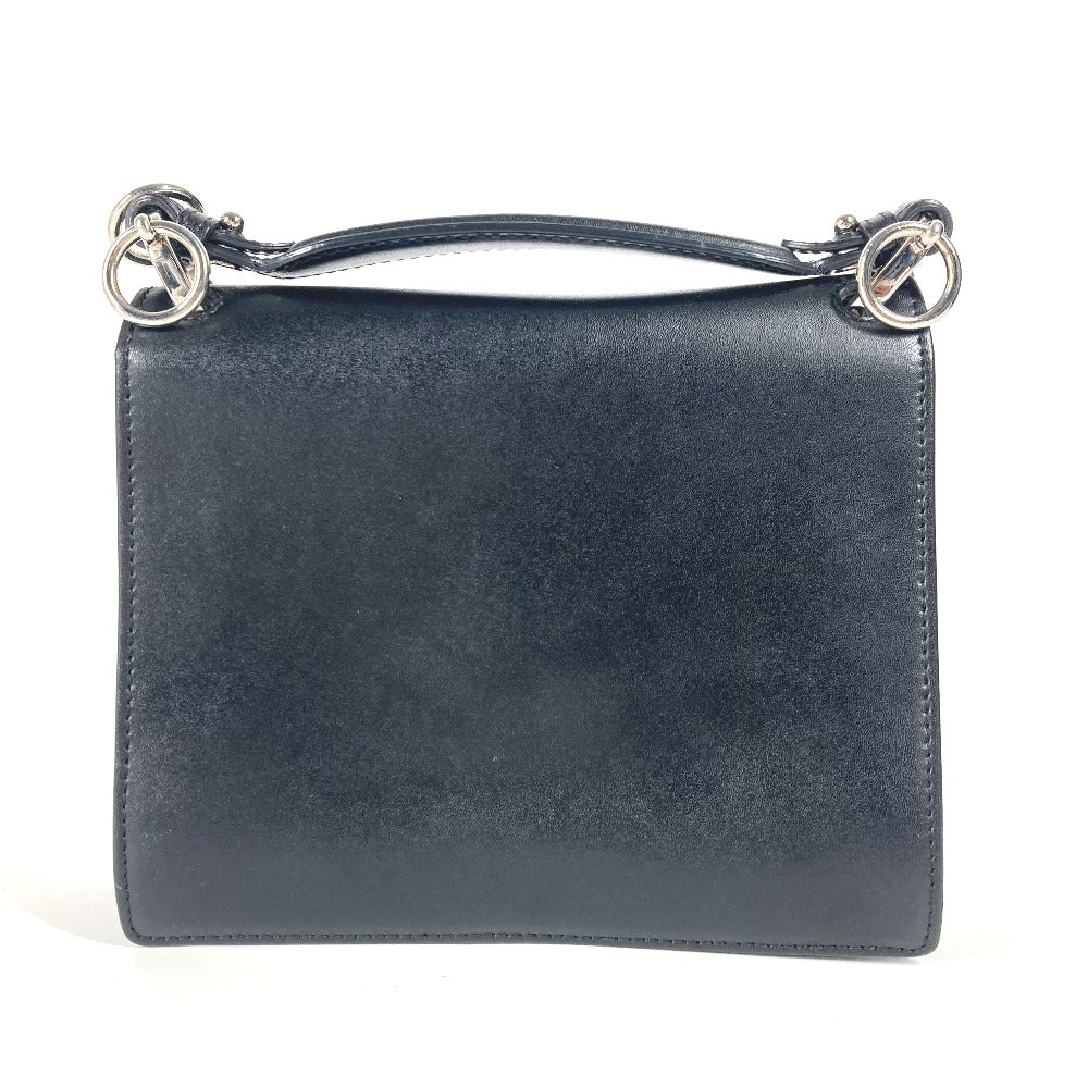 FENDI 8M0381 ミニ キャナイ スタッズ カバン フラップ ハンドバッグ レザー レディース ブラック