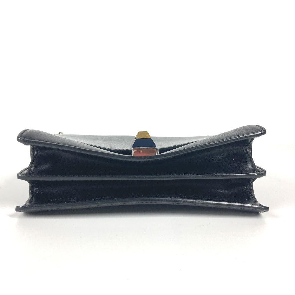 FENDI 8M0381 ミニ キャナイ スタッズ カバン フラップ ハンドバッグ レザー レディース ブラック