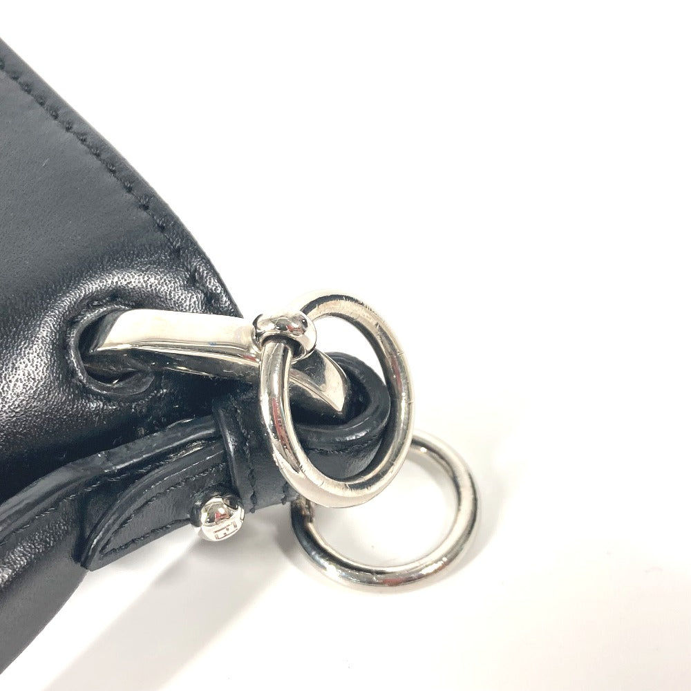 FENDI 8M0381 ミニ キャナイ スタッズ カバン フラップ ハンドバッグ レザー レディース ブラック