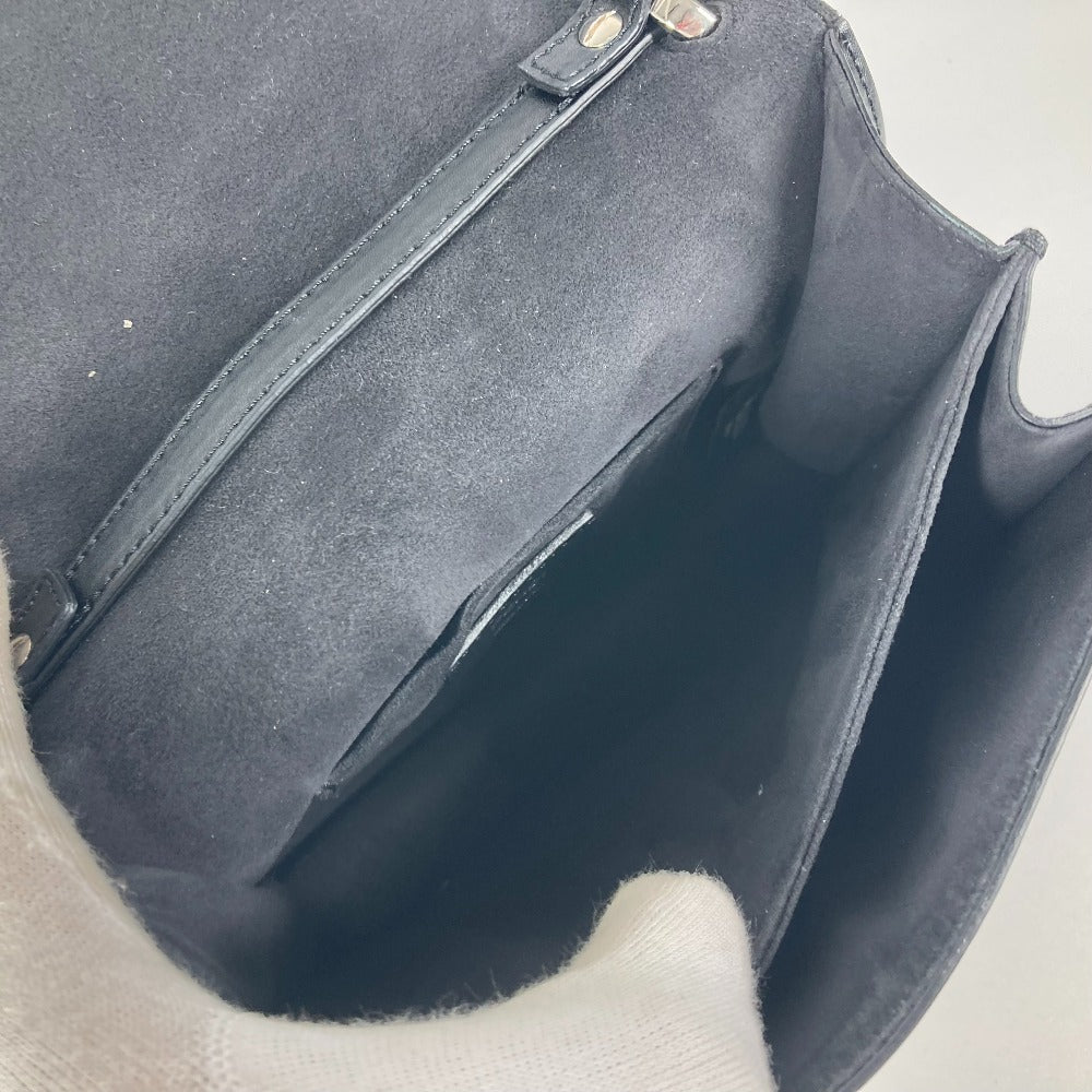 FENDI 8M0381 ミニ キャナイ スタッズ カバン フラップ ハンドバッグ レザー レディース ブラック
