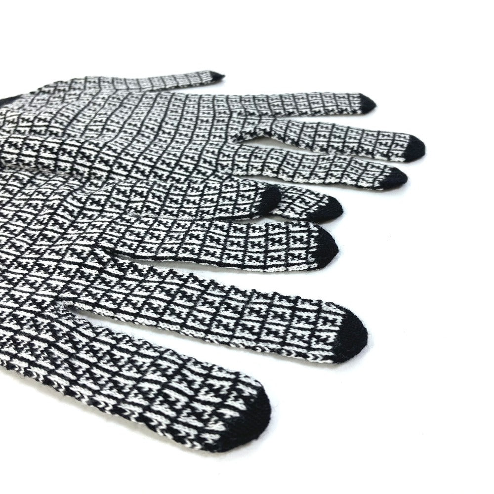 FENDI FXY010 Logo Gloves, Wool, Unisex, Black