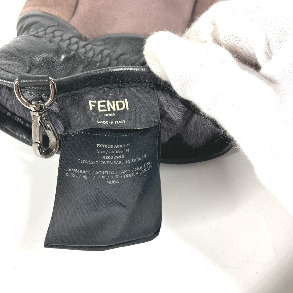 FENDI FXY018 ムートン グローブ 手袋 アンゴラ レディース グレー