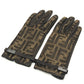 FENDI Zucca print FF logo winter gloves, canvas, women's, brown