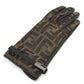 FENDI Zucca print FF logo winter gloves, canvas, women's, brown