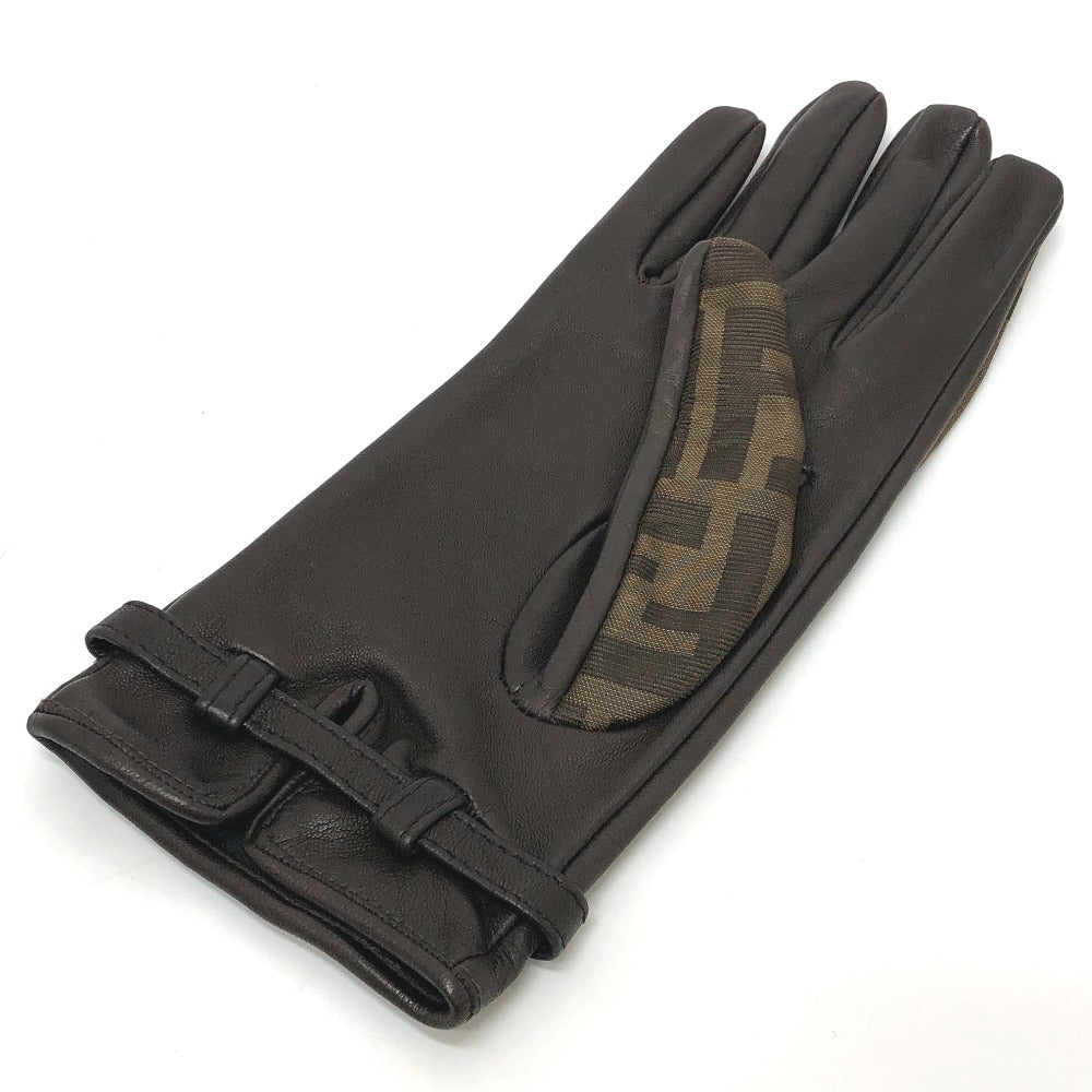 FENDI Zucca print FF logo winter gloves, canvas, women's, brown