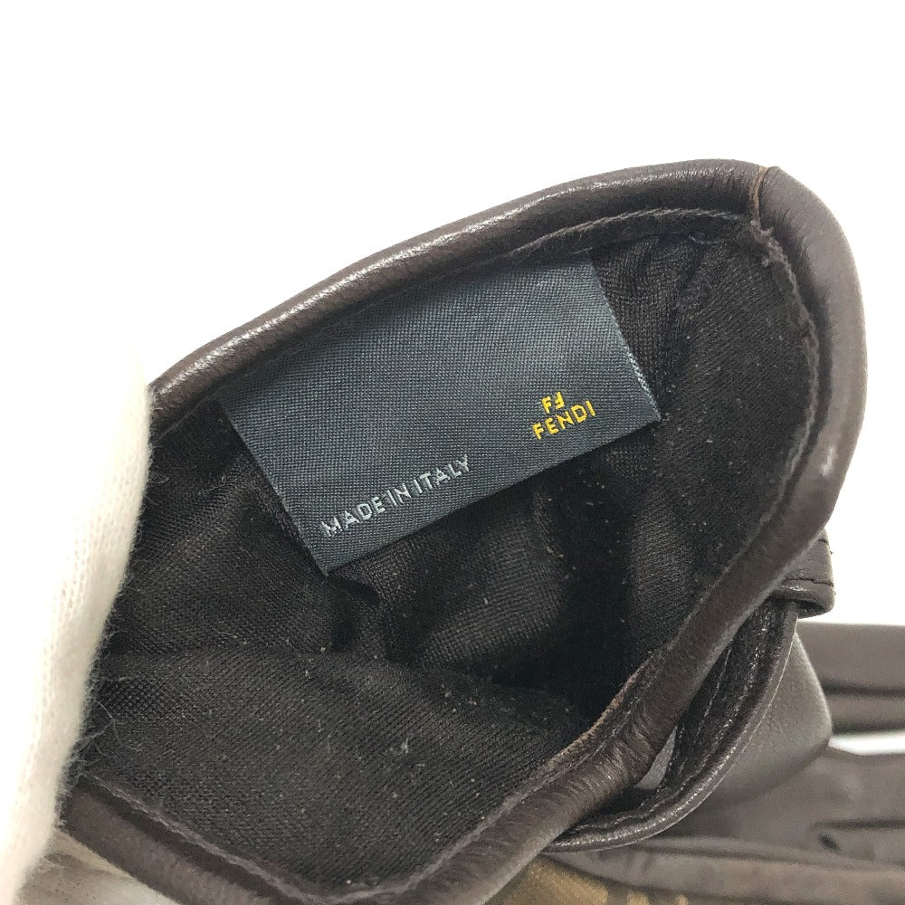 FENDI Zucca print FF logo winter gloves, canvas, women's, brown