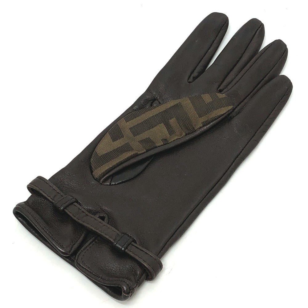 FENDI Zucca print FF logo winter gloves, canvas, women's, brown