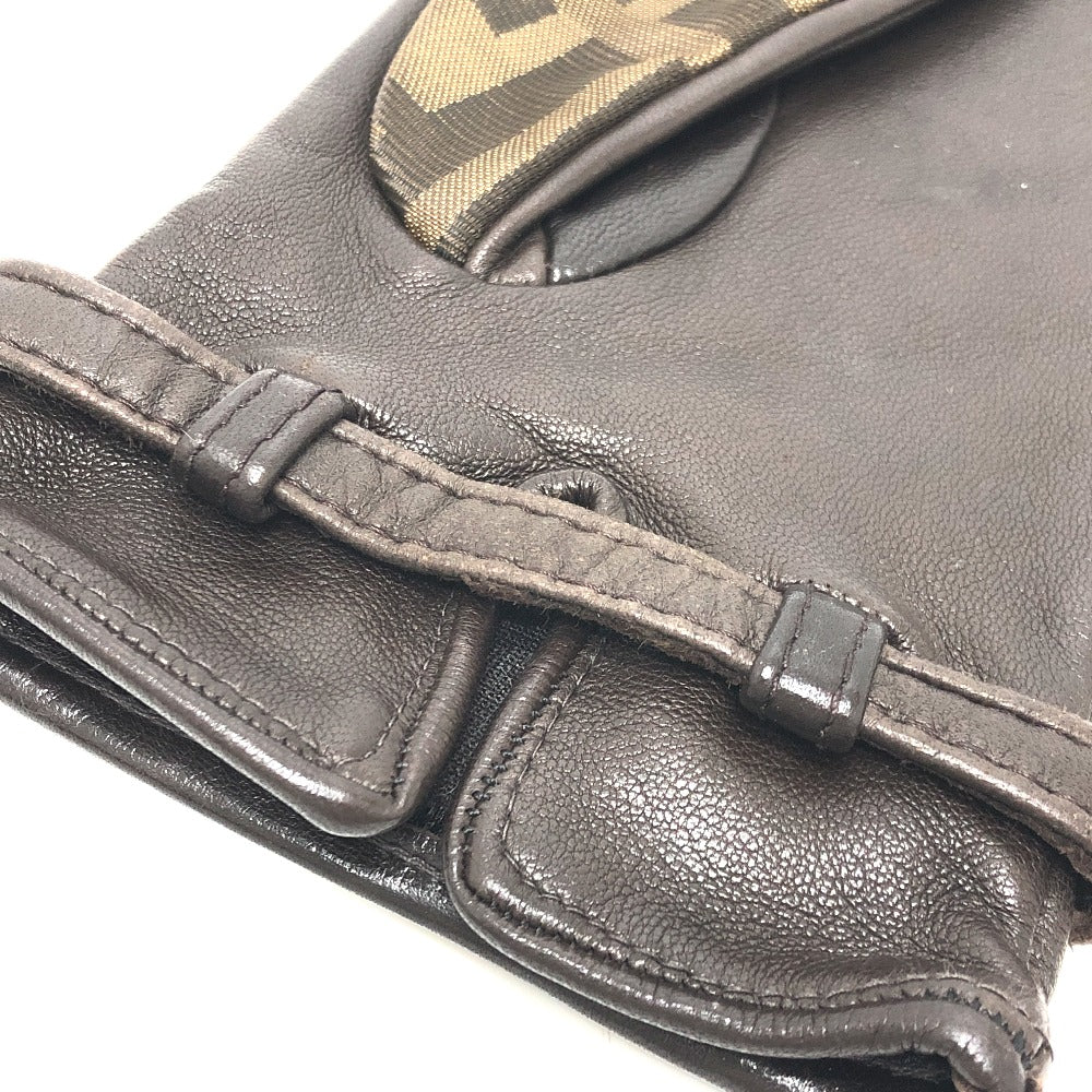 FENDI Zucca print FF logo winter gloves, canvas, women's, brown