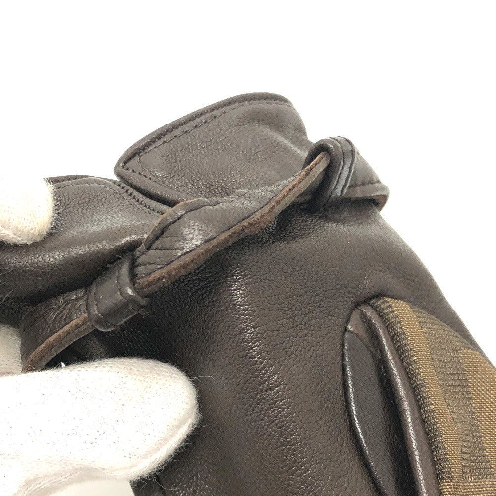 FENDI Zucca print FF logo winter gloves, canvas, women's, brown