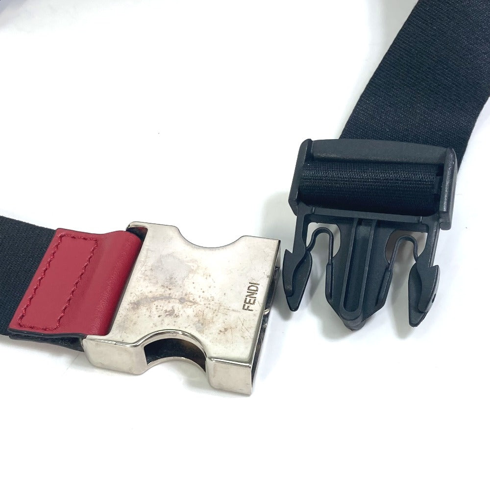 FENDI 7VA483 クロスボディ ショルダーバッグ ズッカ メッシュ カバン ボディバッグ ポリアミド メンズ ブラック