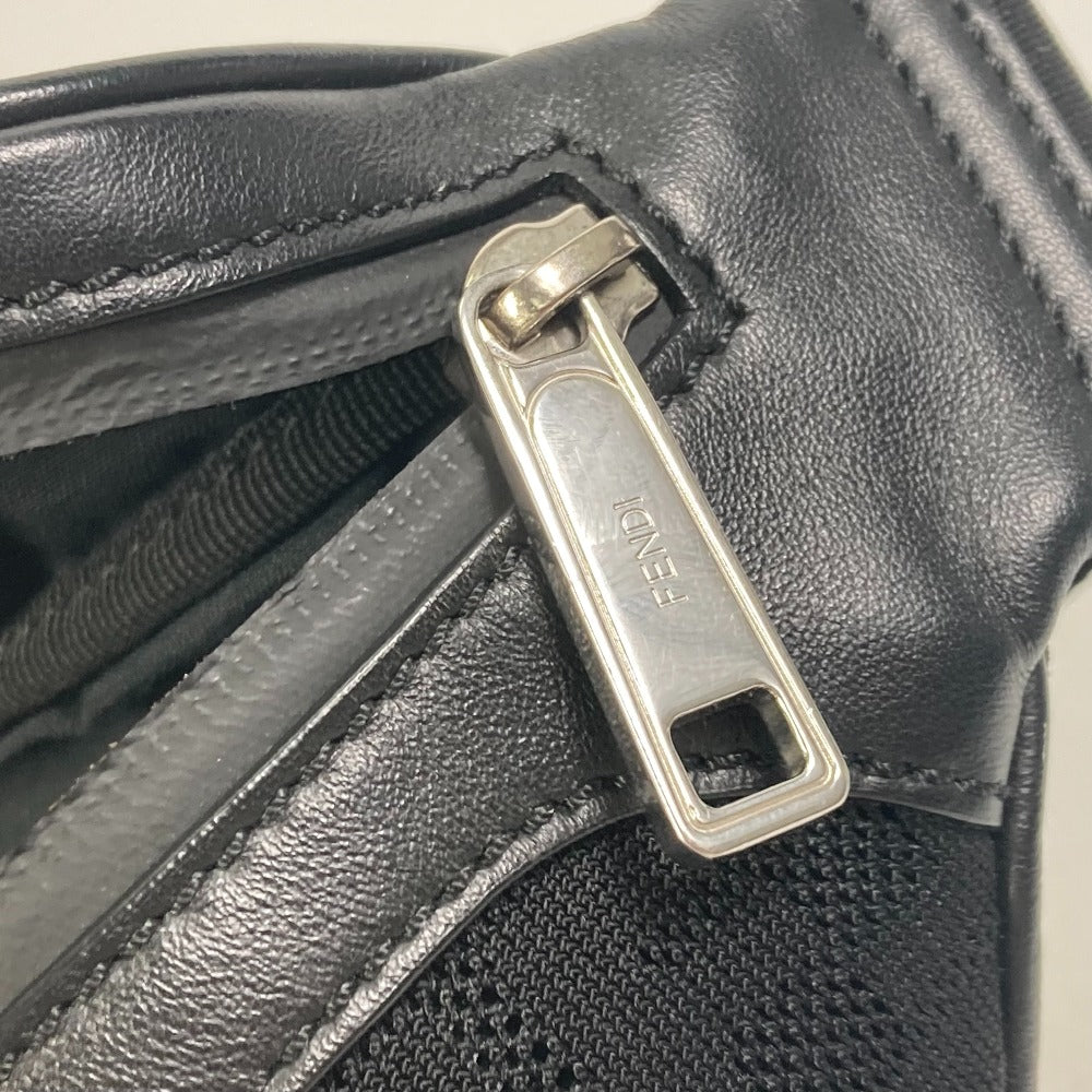 FENDI 7VA483 クロスボディ ショルダーバッグ ズッカ メッシュ カバン ボディバッグ ポリアミド メンズ ブラック