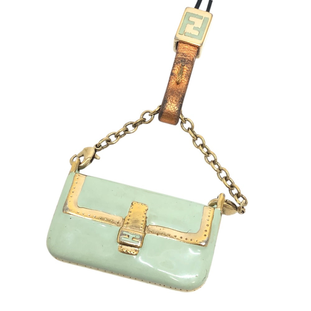 FENDI Bag Motif Mamma Baguette Accessory Key Holder Charm Cell Phone Strap Ceramic Women's Green