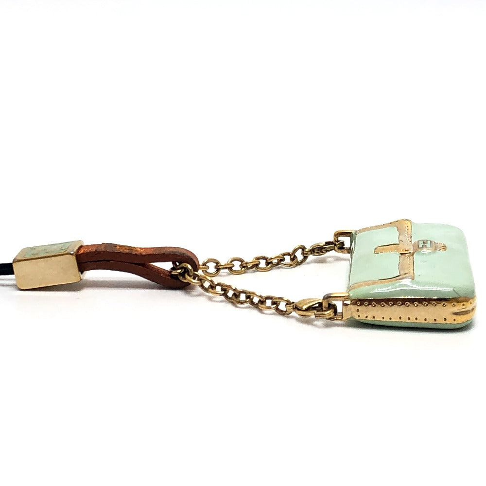 FENDI Bag Motif Mamma Baguette Accessory Key Holder Charm Cell Phone Strap Ceramic Women's Green