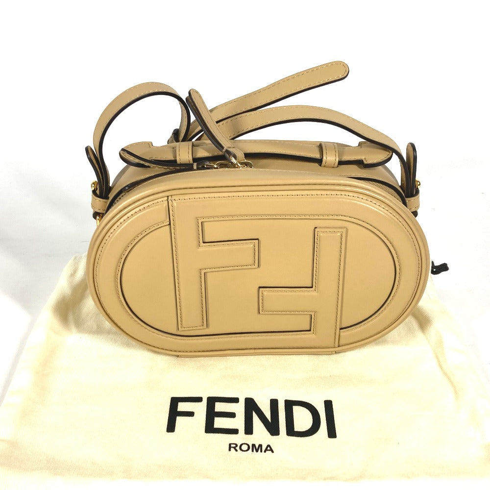 FENDI 8BS058 ポシェット 斜め掛け カメラケース スモール オーロック MINI CAMERA CASE 2WAYバッグ ハンドバッグ ショルダーバッグ レザー レディース ベージュ