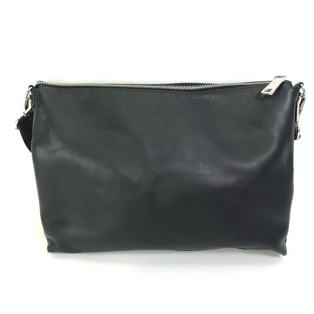 FENDI 7VA470 Crossbody Clutch Bag, Monster Bugs, 2-Way Messenger Bag, Shoulder Bag, Leather, Men's, Black