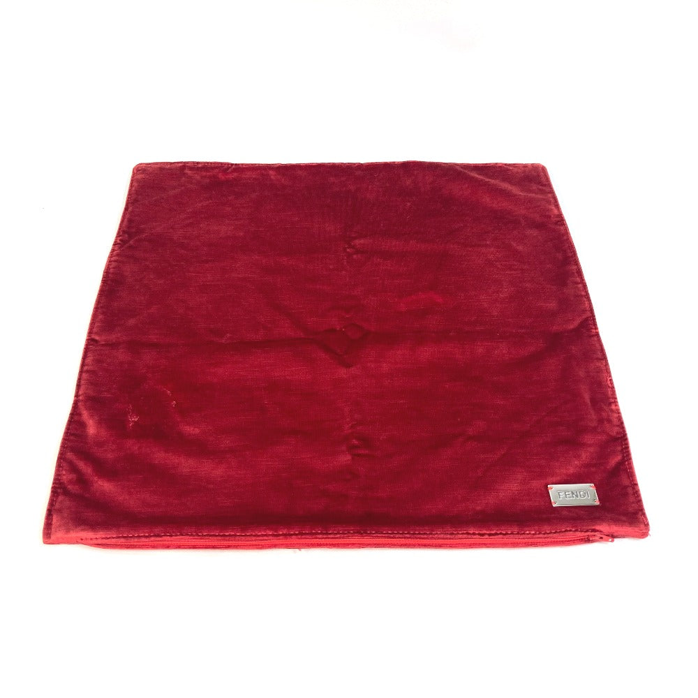 FENDI Rhinestone and Swarovski Logo Cushion Cover, Velvet, Unisex, Red