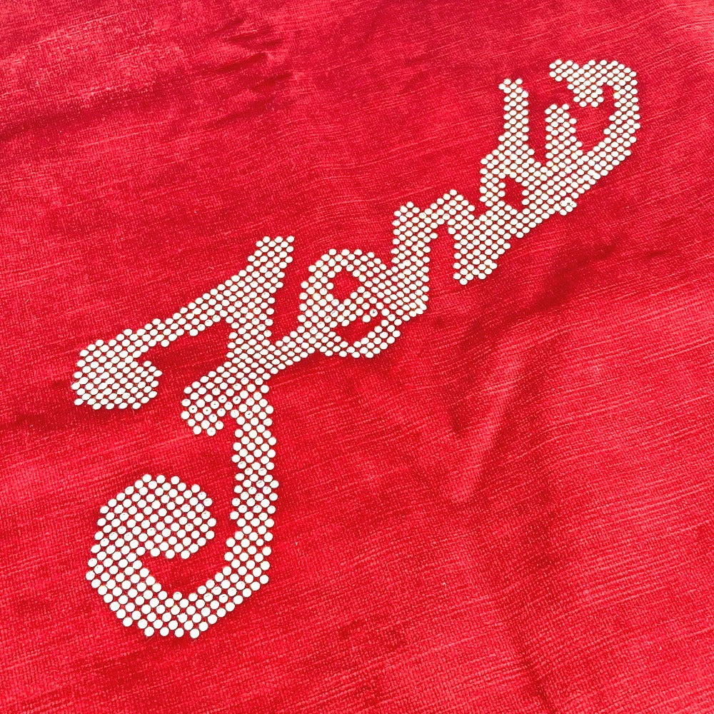 FENDI Rhinestone and Swarovski Logo Cushion Cover, Velvet, Unisex, Red