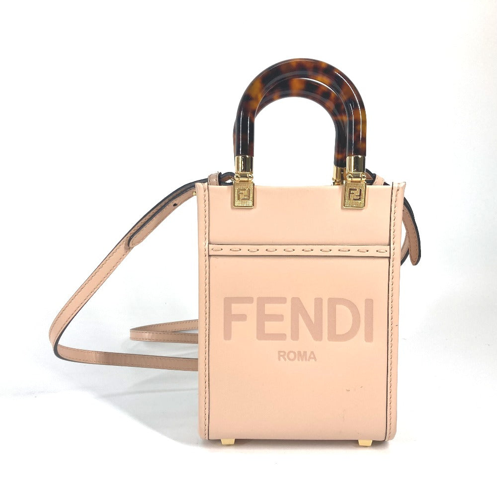 FENDI 8BS051 ショルダーバッグ 斜め掛け カバン サンシャインショッパースモール 2WAYバッグ ハンドバッグ レザー レディース ベージュ系