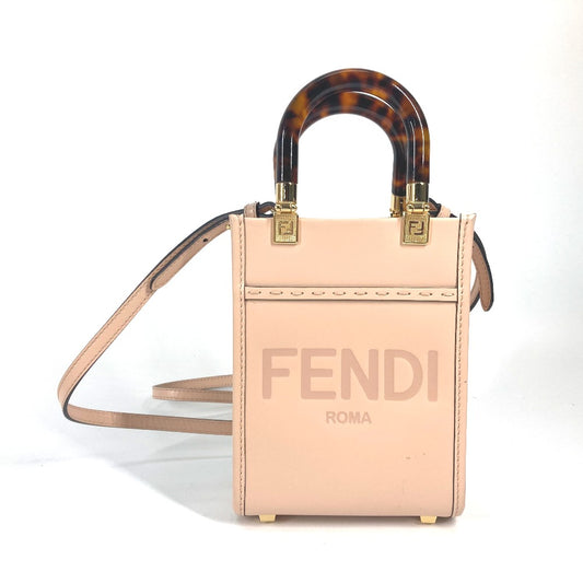 FENDI 8BS051 ショルダーバッグ 斜め掛け カバン サンシャインショッパースモール 2WAYバッグ ハンドバッグ レザー レディース ベージュ系