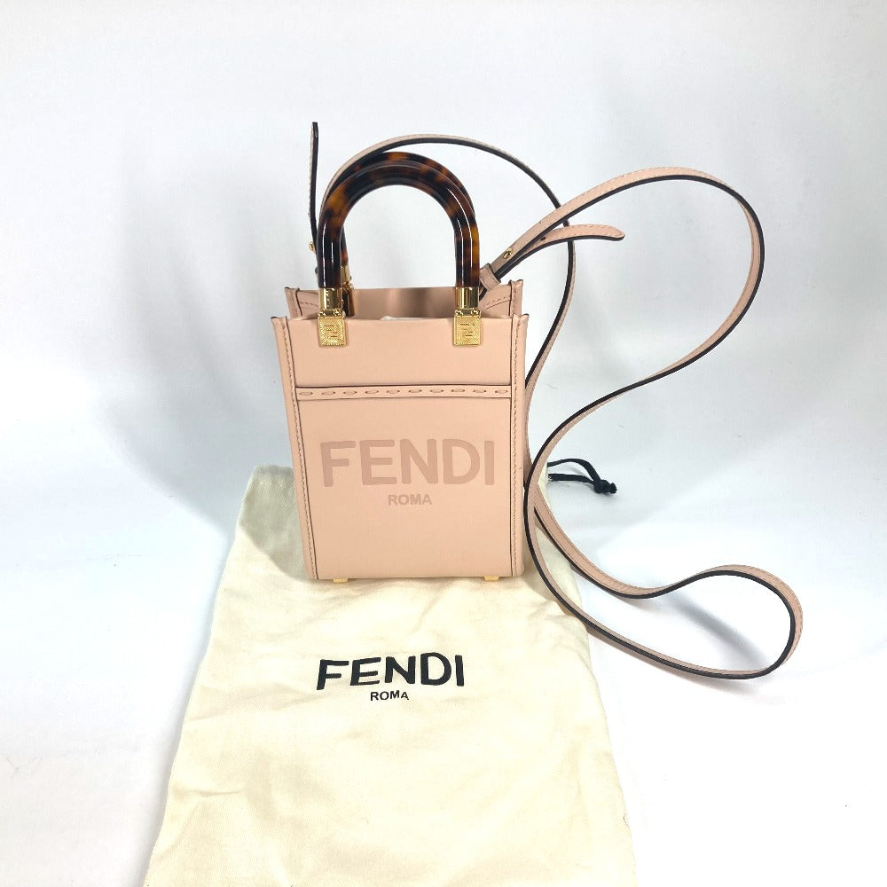 FENDI 8BS051 ショルダーバッグ 斜め掛け カバン サンシャインショッパースモール 2WAYバッグ ハンドバッグ レザー レディース ベージュ系