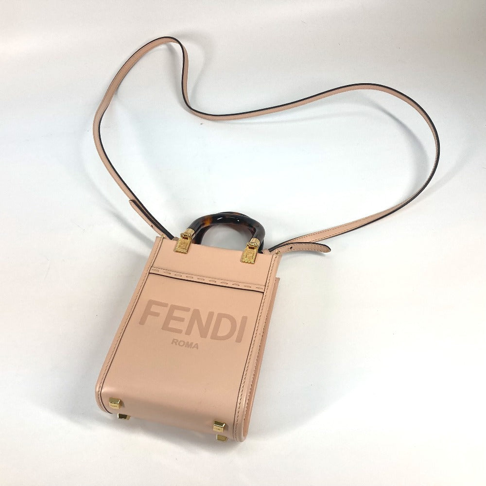 FENDI 8BS051 ショルダーバッグ 斜め掛け カバン サンシャインショッパースモール 2WAYバッグ ハンドバッグ レザー レディース ベージュ系