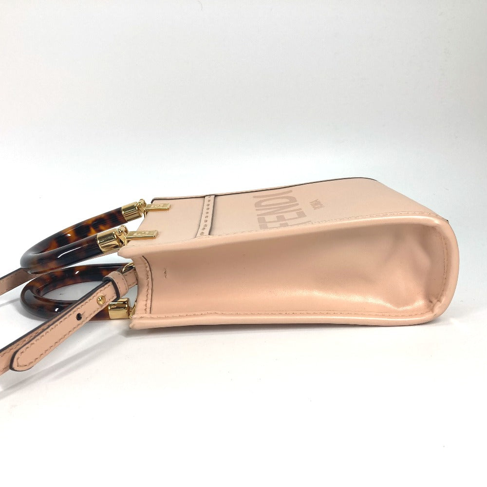 FENDI 8BS051 ショルダーバッグ 斜め掛け カバン サンシャインショッパースモール 2WAYバッグ ハンドバッグ レザー レディース ベージュ系