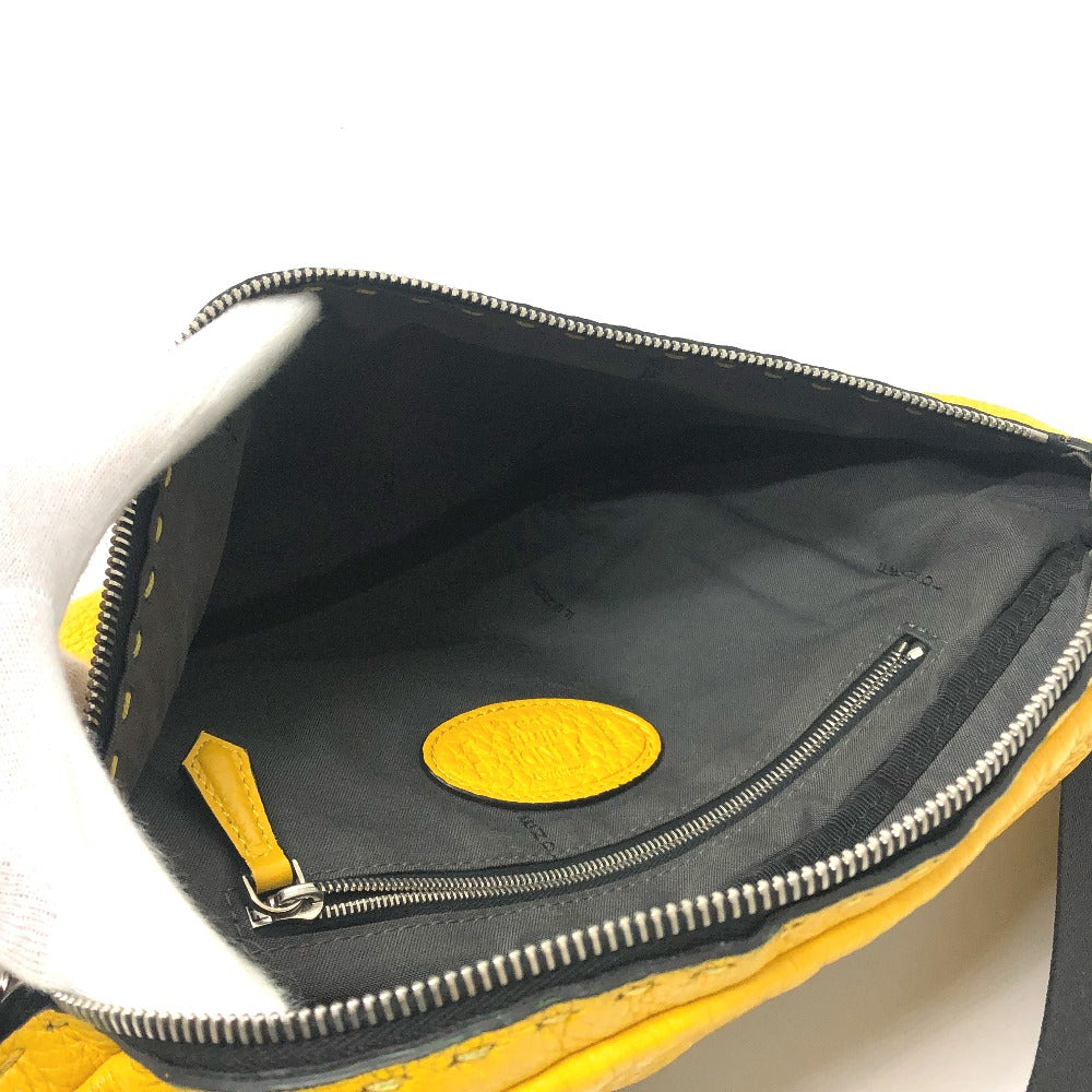 FENDI 7VA434 Selleria Crossbody Bag, body bag, one shoulder bag, stitching Waist Pouch Leather yellow Used