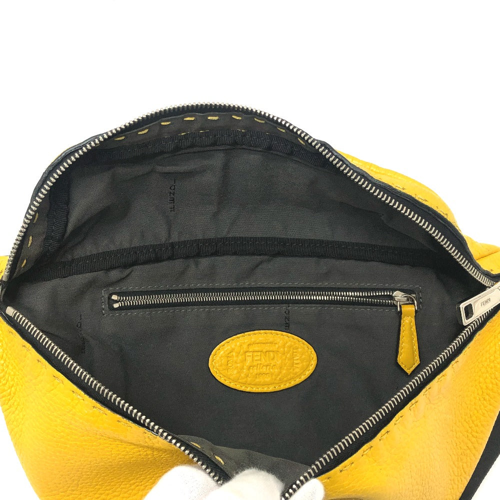 FENDI 7VA434 Selleria Crossbody Bag, body bag, one shoulder bag, stitching Waist Pouch Leather yellow Used