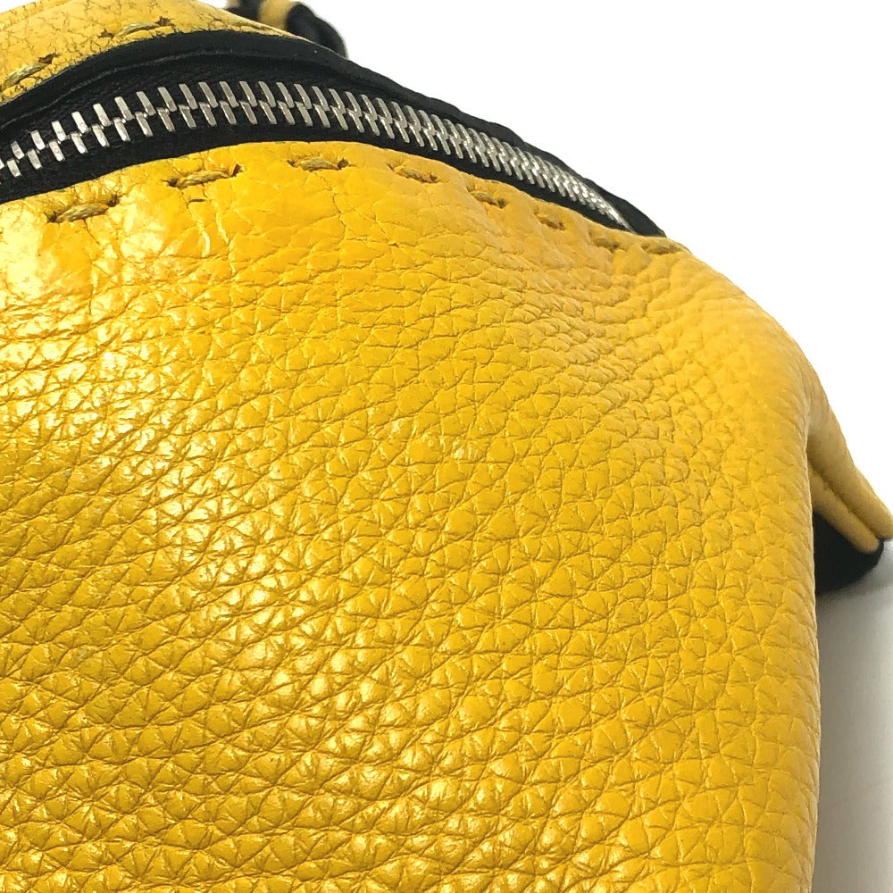 FENDI 7VA434 Selleria Crossbody Bag, body bag, one shoulder bag, stitching Waist Pouch Leather yellow Used