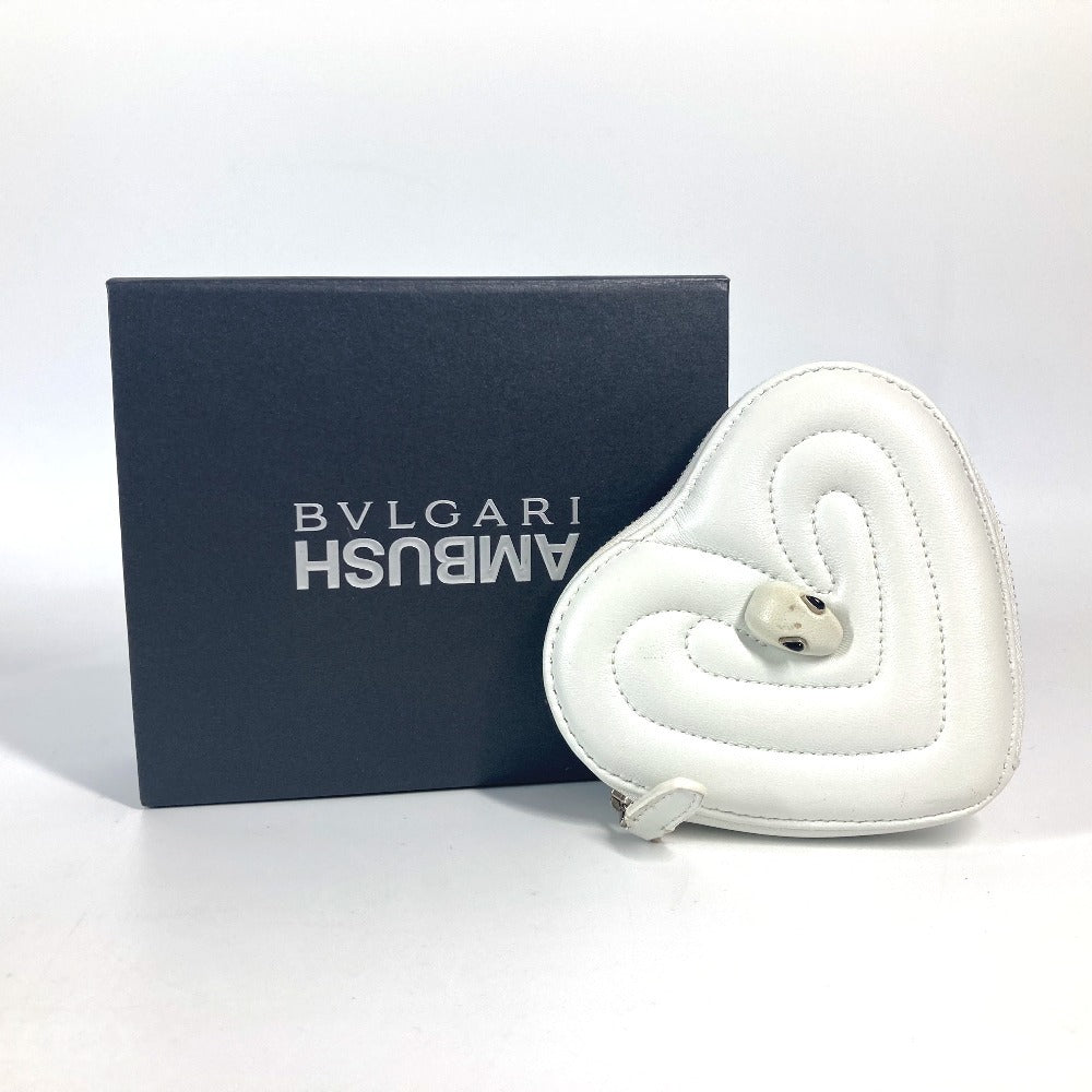 BVLGARI アンブッシュ コラボ AMBUSH ハート 小銭入れ 財布 コインケース レザー ユニセックス ホワイト