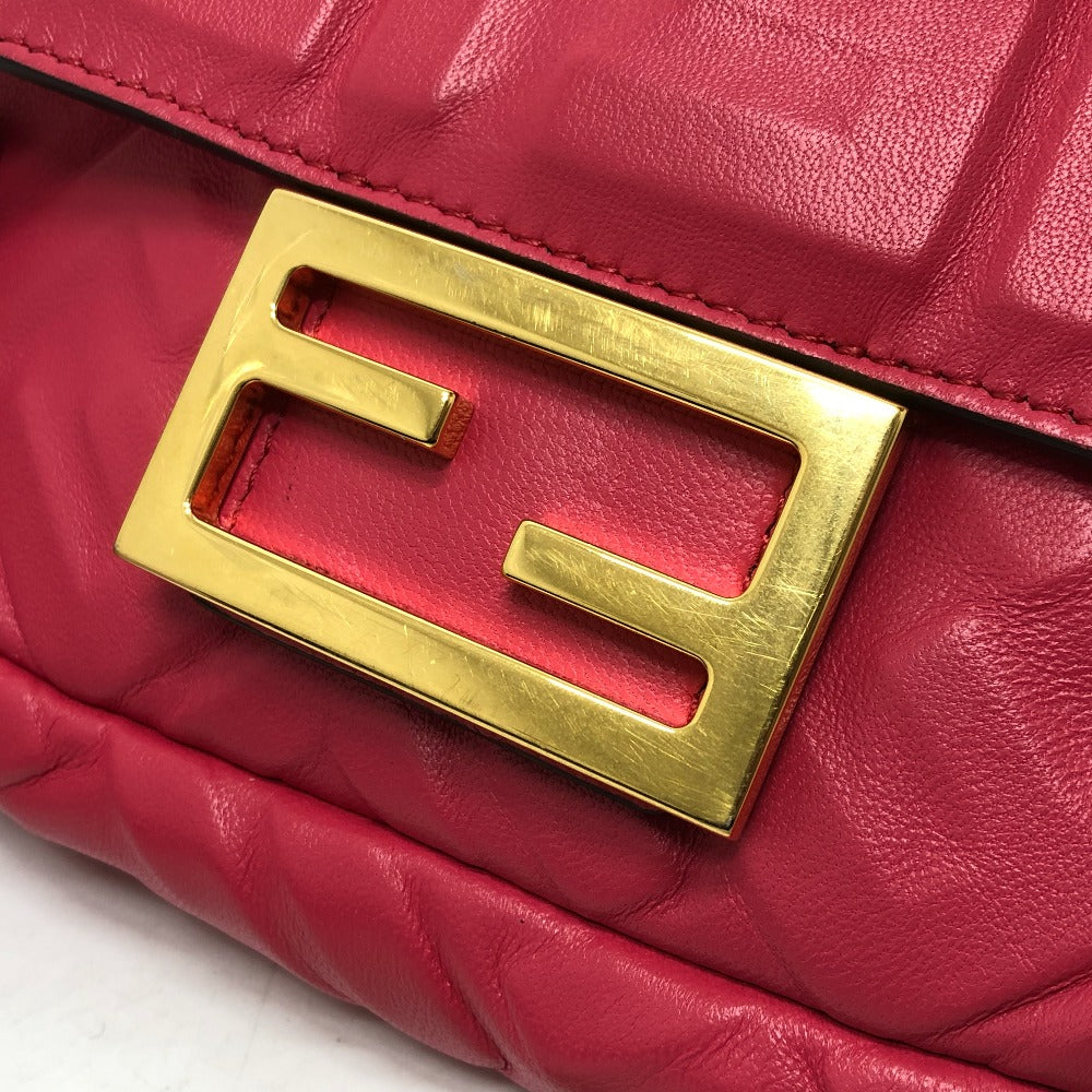 FENDI 8BS017 FF Baguette Small Chain 2-Way Bag, Shoulder Bag, Lambskin, Pink
