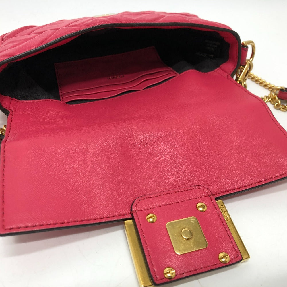 FENDI 8BS017 FF Baguette Small Chain 2-Way Bag, Shoulder Bag, Lambskin, Pink
